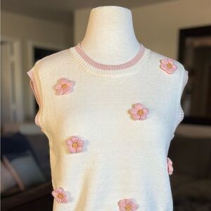 Debut Cream and Pink Floral Knit Top